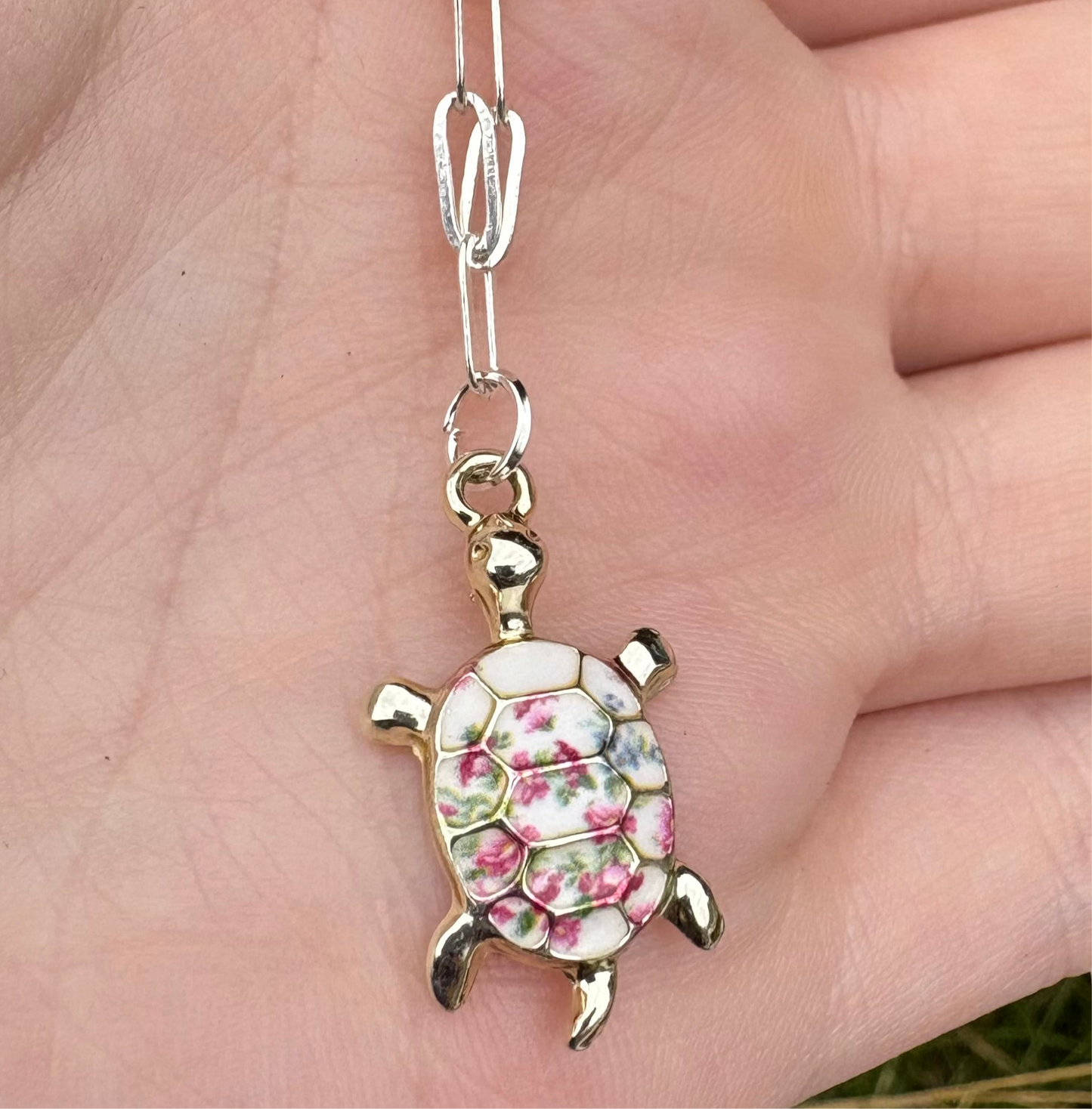 Floral Turtle Necklace