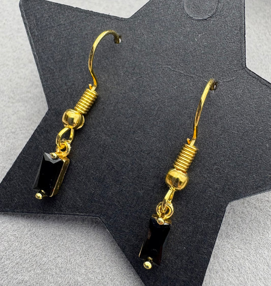 Black obsidian Droplet Earrings