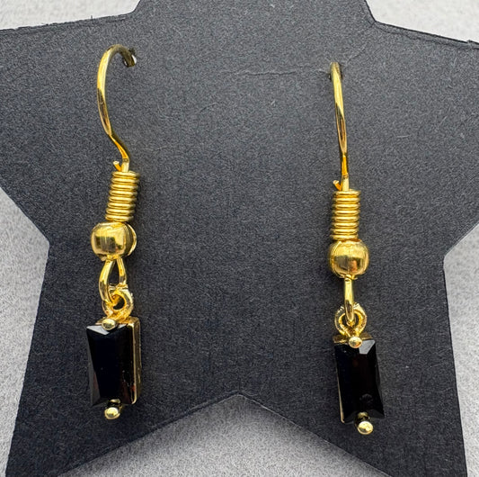 Black obsidian Droplet Earrings