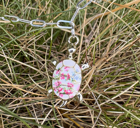 Floral Turtle Necklace